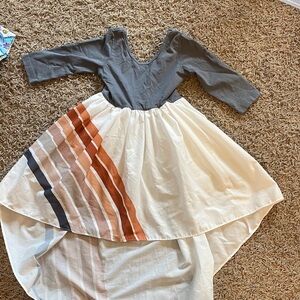 Stylish Gray and Cream Kids Dress